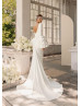 Beaded Ivory Satin 3D Flowers Wedding Dress